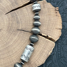 Load image into Gallery viewer, ROSE MARTIN Navajo Sterling Silver Handmade Beaded Necklace Stamped Saucers 22"
