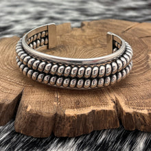 Load image into Gallery viewer, 1990s Native American NAVAJO Sterling Silver Double Row Twist Wire Cuff Bracelet
