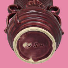 Load image into Gallery viewer, Vintage SHAWNEE POTTERY Burgundy Double Handle Flower Vase 7.5" 1941-1969
