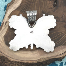 Load image into Gallery viewer, ROSELLA PAXTON Navajo Sterling &amp; Moody Blue Hubei Turquoise Butterfly Pendant
