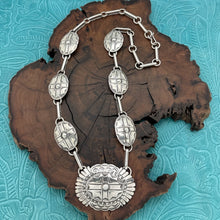 Load image into Gallery viewer, BUFFALO DANCER Taos Pueblo Coin &amp; Sterling Silver Cross Concho Station Necklace
