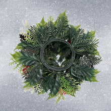 Load image into Gallery viewer, 1960s Plastic Holiday CANDLE RING Holly Berries Crabapples Candy Canes Pinecones

