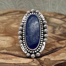 Load image into Gallery viewer, AARON TALLIS Navajo Sterling Silver Lapis Lazuli Statement Ring Rosettes Adjust
