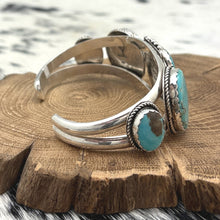 Load image into Gallery viewer, 1990s G LANE Southwest Style Sterling Silver &amp; Turquoise 5-Stone Cuff Bracelet
