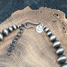 Load image into Gallery viewer, ROSE MARTIN Navajo Sterling Silver Handmade Beaded Necklace Stamped Barrels 22"

