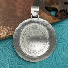 Load image into Gallery viewer, BUFFALO DANCER Taos Pueblo Sterling Silver Turquoise Large Round Concho Pendant
