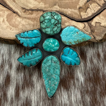 Load image into Gallery viewer, FEDERICO JIMENEZ Sterling Natural Carved Kingman Turquoise Dragonfly Pendant
