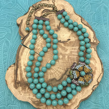 Load image into Gallery viewer, HEIDI DAUS Dogwood Posey 2 &amp; 3-Strand Necklace Turquoise Beads Swarovski Crystal
