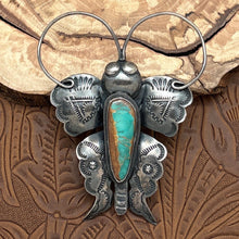 Load image into Gallery viewer, JOE EBY Southwest Style Sterling Silver Royston Turquoise Butterfly Pin Pendant
