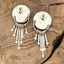 Load image into Gallery viewer, 1980s Native American NAVAJO Sterling Silver Turquoise Shadowbox Dangle Earrings
