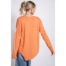 Load image into Gallery viewer, EASEL CLOTHING White Star Printed Cotton Knit Boat Neck Top In Tangerine
