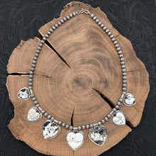 Load image into Gallery viewer, BUFFALO DANCER Taos Pueblo Sterling Silver &amp; White Buffalo Beaded Heart Necklace
