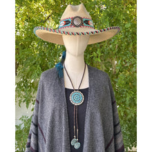 Load image into Gallery viewer, SOUTHWEST STYLE Sterling Bolo Tie &amp; Earrings Set With Navajo Turquoise Clusters
