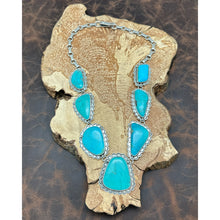 Load image into Gallery viewer, FEDERICO JIMENEZ Sterling Silver Natural Carico Lake Turquoise Station Necklace
