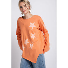 Load image into Gallery viewer, EASEL CLOTHING White Star Printed Cotton Knit Boat Neck Top In Tangerine
