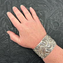Load image into Gallery viewer, CODY WILLIE Navajo Sterling Silver Statement Cuff Bracelet Repousse Crescents
