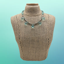 Load image into Gallery viewer, 1990s NATIVE AMERICAN Sterling Silver &amp; Blue Chalcedony 5 Teardrop Bead Necklace
