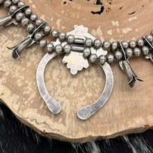 Load image into Gallery viewer, 1930s-1940s NAVAJO Sterling &amp; Turquoise Squash Blossom Necklace Shadowbox Loops
