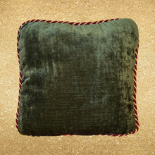 Load image into Gallery viewer, 1990s RAYMOND WAITES Set Of 4 Burgundy &amp; Green Reversible Velour Accent Pillows
