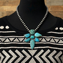 Load image into Gallery viewer, FEDERICO JIMENEZ Sterling Natural Carved Kingman Turquoise Dragonfly Pendant
