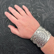 Load image into Gallery viewer, CODY WILLIE Navajo Sterling Silver Fanciful Repousse Stamped Wide Cuff Bracelet
