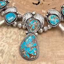 Load image into Gallery viewer, 1970s Native American NAVAJO Sterling Turquoise Squash Blossom Necklace No Naja
