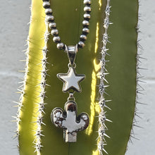 Load image into Gallery viewer, BUFFALO DANCER Taos Pueblo Sterling &amp; Wild Horse Star Saguaro Cactus Pendant
