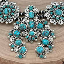 Load image into Gallery viewer, TONYA JUNE RAFAEL Navajo Sterling Turquoise Showstopper Squash Blossom Necklace

