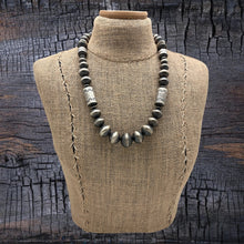 Load image into Gallery viewer, ROSE MARTIN Navajo Sterling Silver Handmade Beaded Necklace Stamped Saucers 22"
