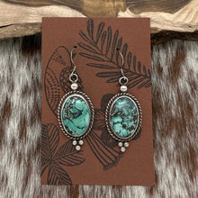 Load image into Gallery viewer, JOHN RENNER Southwest Style Sterling Silver &amp; Turquoise Cabochon Dangle Earrings
