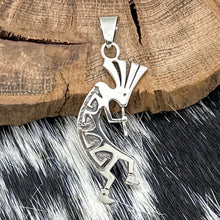 Load image into Gallery viewer, 1990s Native American HOPI Sterling Kokopelli Pendant Tribal Overlay Design
