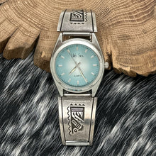 Load image into Gallery viewer, Lillith Star Watch Featuring 1960s Native American HOPI Sterling Overlay Tips
