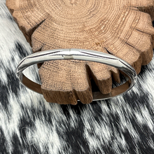 Load image into Gallery viewer, 1980s TAHE Native American Navajo Sterling Silver Bangle Bracelet Curved Stamps
