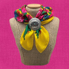 Load image into Gallery viewer, BUFFALO DANCER Sterling Silver &amp; Turquoise Concho Wild Rag Scarf Kerchief Slide
