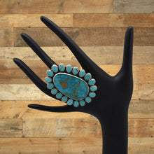Load image into Gallery viewer, FEDERICO JIMENEZ Sterling Silver Copper Canyon Turquoise Cluster Ring Adjustable
