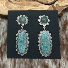 Load image into Gallery viewer, FEDERICO JIMENEZ Sterling Silver Natural Number 8 Turquoise Post Dangle Earrings
