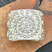 Load image into Gallery viewer, CODY WILLIE Navajo Sterling Silver Fanciful Repousse Stamped Wide Cuff Bracelet
