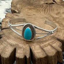 Load image into Gallery viewer, 1980s DONOVAN SKEETS Navajo Sterling Silver &amp; Turquoise Classic Cuff Bracelet
