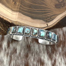 Load image into Gallery viewer, FEDERICO JIMENEZ Sterling Silver Abalone 15-Stone Cuff Bracelet Stamps 0.5" Wide
