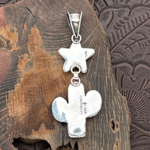 Load image into Gallery viewer, BUFFALO DANCER Taos Pueblo Sterling &amp; Wild Horse Star Saguaro Cactus Pendant
