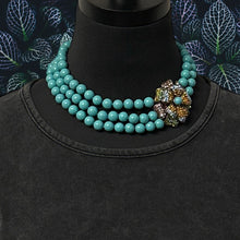 Load image into Gallery viewer, HEIDI DAUS Dogwood Posey 2 &amp; 3-Strand Necklace Turquoise Beads Swarovski Crystal
