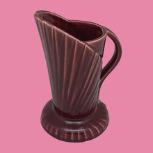 Load image into Gallery viewer, Vintage MORTON POTTERY #492 Burgundy Fan Style Pitcher Vase 1943 7" Tall
