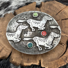Load image into Gallery viewer, DANNY ROMERO Native American Yaqui Sterling Silver Running Horses Belt Buckle

