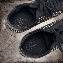 Load image into Gallery viewer, SHU SHOP Rockstar Black Pre-Distressed Sneakers With Allover Rhinestones 8.5
