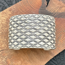 Load image into Gallery viewer, HAROLD JOE Navajo Sterling Silver Wide Cuff Bracelet Diamond Shape Repousse
