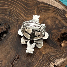 Load image into Gallery viewer, GREGORY SEGURA Santa Fe Sterling Silver &amp; Turquoise 3-D Ring Fancy Stampings 6.5
