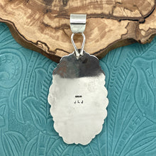 Load image into Gallery viewer, JAMES LEE JR Navajo Sterling Silver Pink Dahlia Turquoise Oval Statement Pendant
