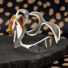 Load image into Gallery viewer, AMBERMAN Cognac Baltic Amber &amp; Sterling Silver Modern Freeform Cuff Bracelet
