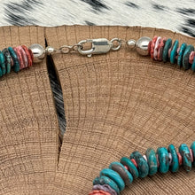 Load image into Gallery viewer, 2000s Native American NAVAJO Sterling Spiny Oyster &amp; Turquoise Pendant Necklace
