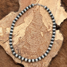 Load image into Gallery viewer, MARILYN PLATERO Navajo Sterling Silver 10mm Round Machine Made Bead Necklace 18"
